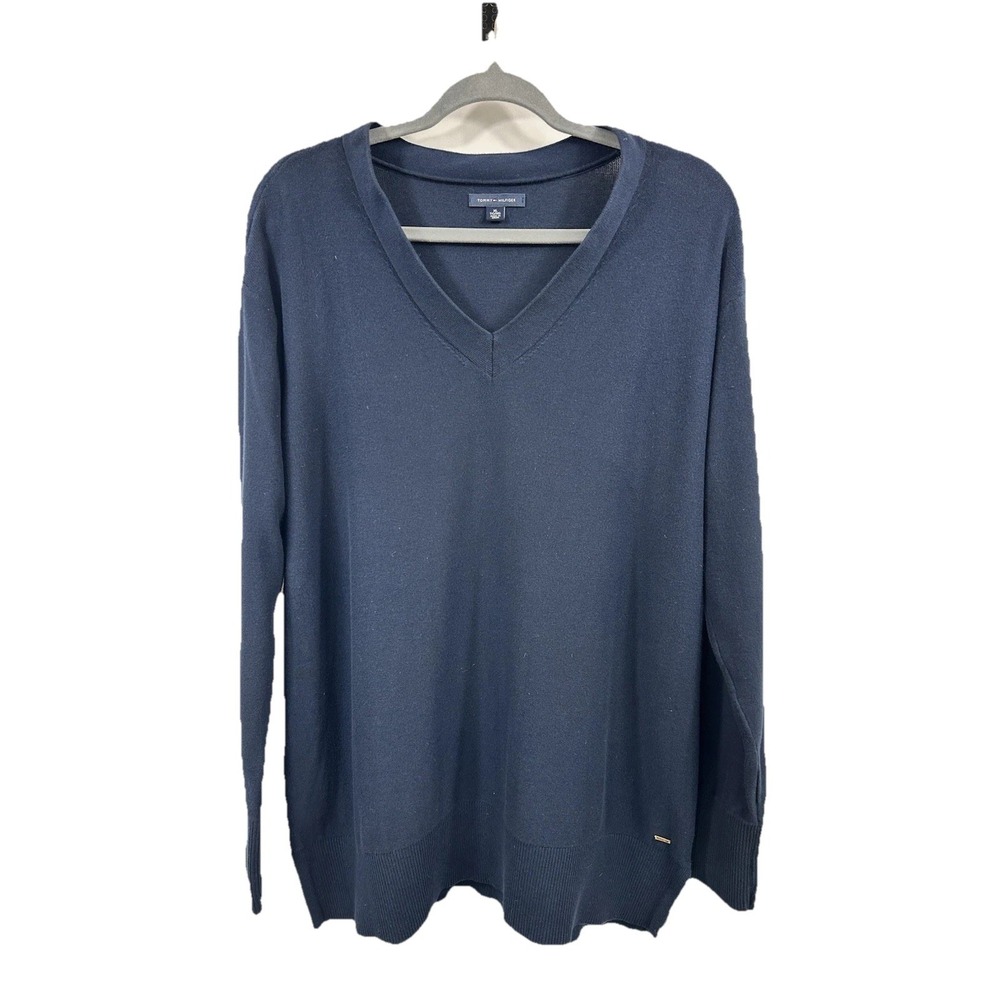 Tommy‎ Hilfiger Men's Cotton Sweater Sz XL Navy Blue Classic Preppy Ivy League
